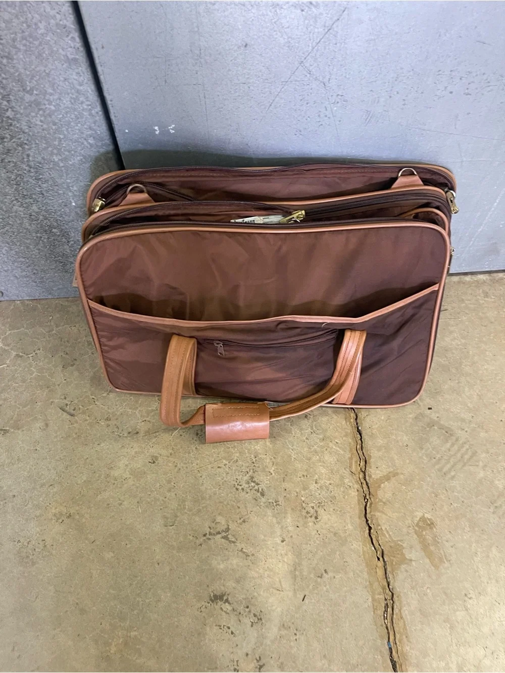 Vintage Hartmann Luggage Brown Tan Softside Garment Travel Suitcase Bag Lock